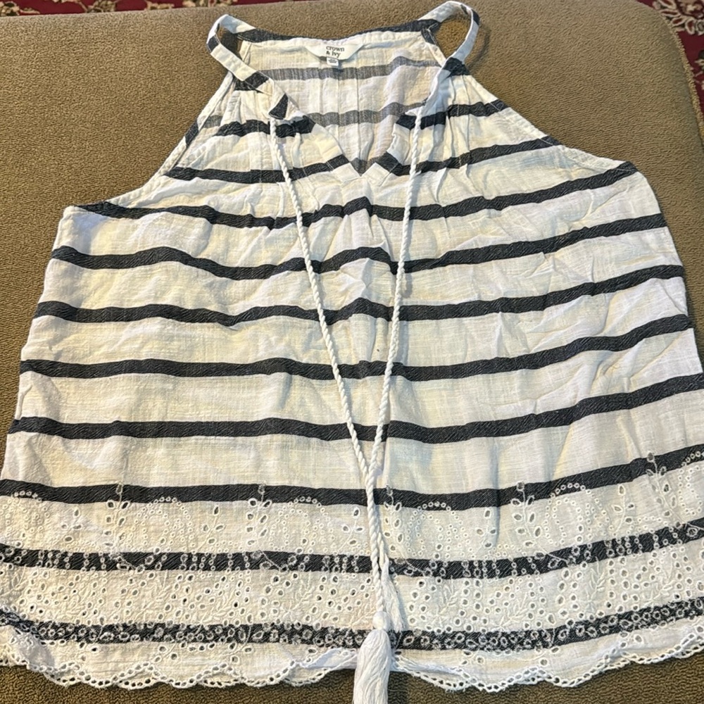 Crown and Ivy Sleeveless Striped Top Cotton Size XS (TD)